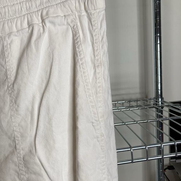 Theory Women's White Linen Cropped Pants Size 6 Minimalist Drawstring Waist - Picture 8 of 11